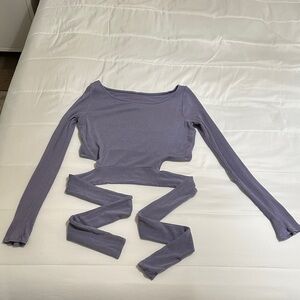 ALO Lavender Long Sleeve Wrap Top M